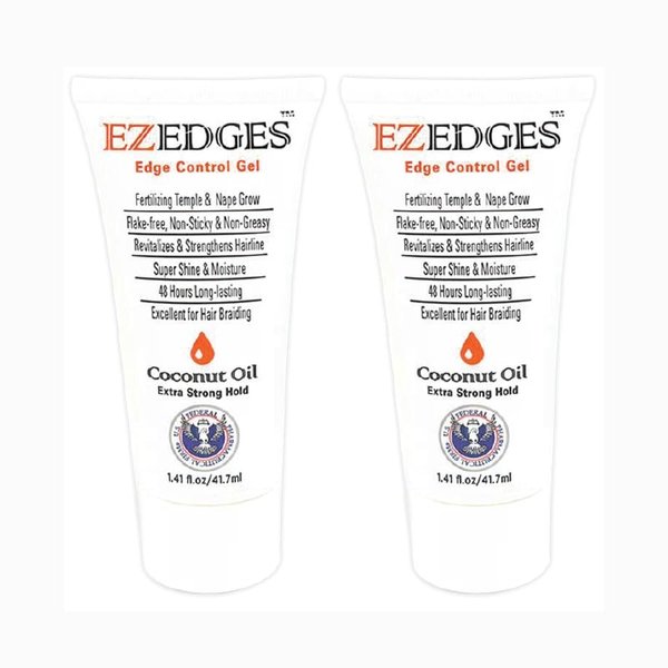 EZEDGES EDGE CONTROL GEL Extra Strong Hold (Coconut Oil), 1.41 oz. (Pack of 2)