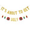 It's About To Get Ugly Banner Gold Glitter - Ugly Sweater Party Decorations,Christmas Party Decorations, Ugly Christmas Sweater Party Decor, Grinches Christmas Decor, Elf Christmas Party Decor