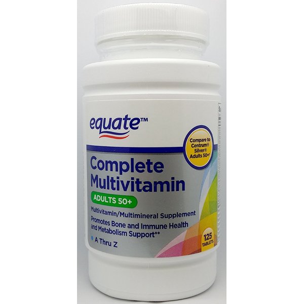 Equate Complete Multivitamin, Adults 50+, A Thru Z, 125ct, Compare to Centrum Silver Adults 50+