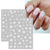 JMEOWIO 12 Sheets Spring White Flower Nail Art Stickers Decals Self-Adhesive Pegatinas Uñas Summer Butterfly Leaf Floral Nail Supplies Nail Art Design Decoration Accessories
