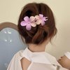 Vacaonio French Flower Hairclip for Women Large Acrylic Flower Alligator Hair Clip Claw Purple Flower Hair Clips Flower Non Slip Hairclips Barrette Flower Long Curly Hair Clip Decorative