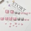 French Tip Press on Toenails Pink Fake Toe Nails Glitter False Toenails Glossy Full Cover Acrylic Toenails with Design Rhinestones Toe Press on Nails Toe Nail Press ons for Women Manicure 24Pcs