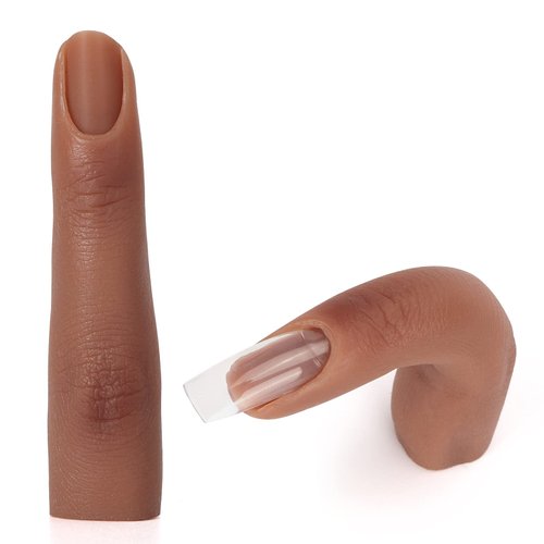 2 Pieces Silicone Practice Fingers for Acrylic Nails, Fake Training Hand Finger Model Flexible Bendable Mannequin Finger, Soft Realistic Joint Nail Practice Fingers with Makeup for Nail Art (Color 5)