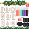 Blueweenly 84 Pcs DIY Wood Christmas Craft Magnets Set for Kids Christmas Day Craft Christmas Wooden Ornaments Unfinished Wood Slices in 9 Styles Wooden Ornaments to Paint Christmas Crafts for Kids