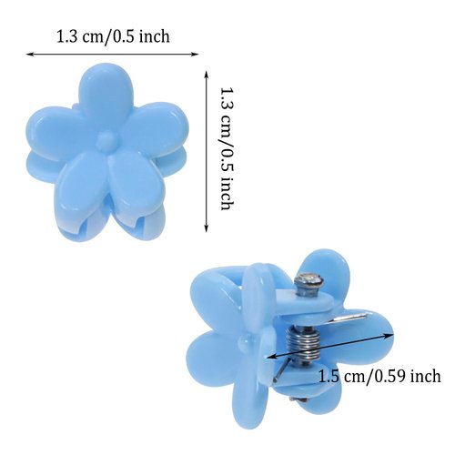 PPhtony Mini Flower Hair Clips 40Pcs Colorful Small Hair Claws Decorative Hair Pins Accessories for Women Girls Braid Bang Decoration (Bright Color)