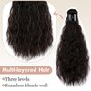 FELENDY Ponytail Extension Claw 18" Curly Wavy Fluffy Hair Extensions Ponytail Clip in Long Pony Tails Synthetic Hairpiece for Women Dark Brown