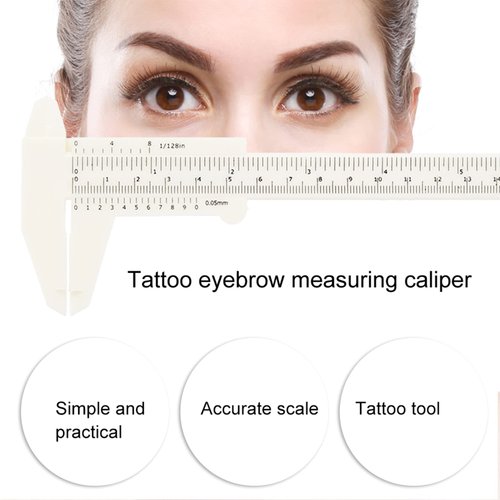 Haosie Eyebrow Ruler Mapping, Eyebrow Measuring Tool, Double Scale Vernier Caliper, Plastic Sliding Gauge Ruler for Permanent Makeup Eyebrow Shaping