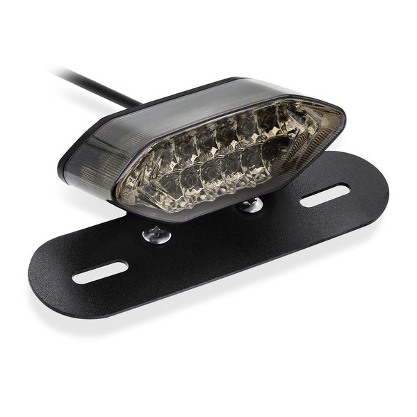 FEIFEIER 12V Motor-cycle Tail Light Integrated Brake Turn Signals License Plate Bracket Universal LED Tail Light (Black Bracket Smoked Cover)