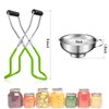 2 Pieces Stainless Steel Canning Jar Lifter Tongs and Canning Funnel with Safe and Secure Grip for Wide Mouth and Regular Jars, Easy to Clean and Dishwasher Safe (Black)