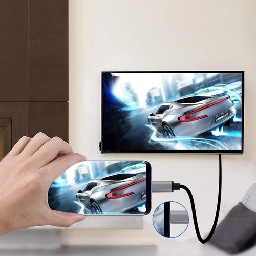 VOLT PLUS TECH USB-C/PD 4k HDMI Cable Compatible with Your Sony Xperia XA1 Ultra Dual with Full 2160p@60Hz, 6Ft/2M Cable [Gray, Thunderbolt 3 Compatible]