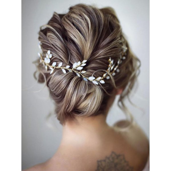 EARENT Bride Wedding Crystal Hair Vine Rhinestone Leaf Bridal Headpiece Bridesmaids prom Hari Accessories for Women（Gold）