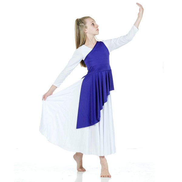 Danzcue Girl's Asymmetrical Praise Dance Tunic (Deep Purple, L-XL-Child), (White Dress Not Included)