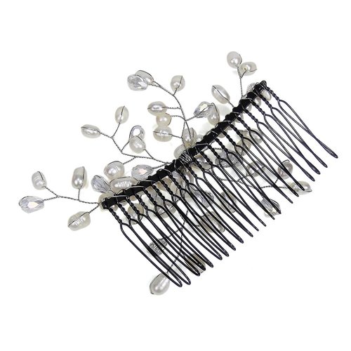 AeraVida Floral Vine Cultured Freshwater White Pearls Bridal Hair Comb | Elegant Hair Comb For Women | Cultured Freshwater White Pearls Hair Comb | Gift for Daughter, Mother’s Day, Gift for HER