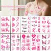 Breast Cancer Temporary Tattoos Pink Ribbon Tattoo Stickers Butterfly Wings Hope Faith Heart Fake Tattoos for Women Girls Waterproof Body Face Decorations for Breast Cancer Awareness Cheer 10 Sheets