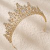 HEWEICSY Gold Tiaras and Crowns for Women,Crystal Wedding Tiara for Women Royal Queen Crown Headband Metal Princess Tiara for Bride Birthday Prom Pageant Halloween Costume Cosplay
