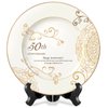50th Anniversary Wedding Plate, 50th Anniversary Wedding Gifts for Couple, 50th Golden Anniversary Wedding Gifts for Parents, 50 Year Porcelain Gold Plate with Stand 10 Inch