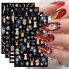 8 Sheets Glitter Christmas Nail Art Stickers Decals Self-Adhesive Pegatinas Uñas Holiday Gold Snowman Snowflake Xmas Winter Nail Supplies Nail Art Design Decoration Accessories