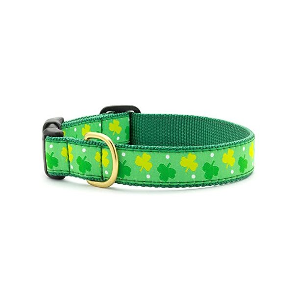 Up Country Shamrock Pattern Dog Collars and Leashes (Shamrock Dog Collar, Medium (12 to 18 Inches) 5/8 Inch Narrow Width)