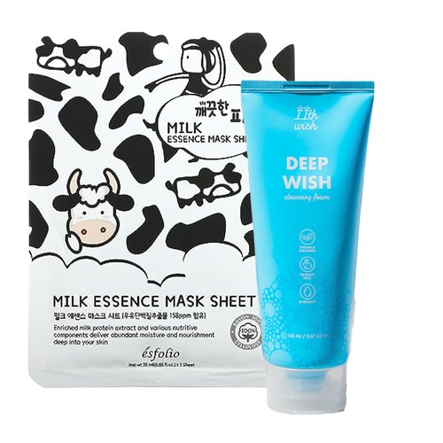 Glam Lux Skincare Bundle K-Beauty Amorus 11th Wish Deep Wish Cleansing Foam Makeup Remover Exfoliator Made in Korea Vegan,Organic, Paraben Free, Cruelty Free & Rejuvinating Korean Face Sheet Mask