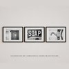 LISA RUSSO FINE ART - Black and White Bathroom Wall Art Set of 3 5x7” Unframed Prints - Rustic Farmhouse Soap, Outhouse Moon, Water Pump for Bath or Powder Room Wall Decor