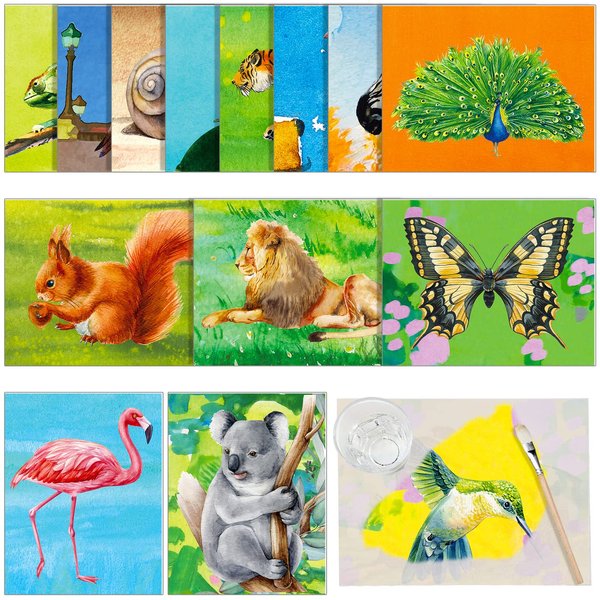 20 Pcs Dementia Products for Elderly with 1 Pcs Painting Brush Animal Theme Drawing Reusable Water Painting Toys Alzheimers Activities Alzheimers Gifts Coloring Dementia Games for Elderly Adults