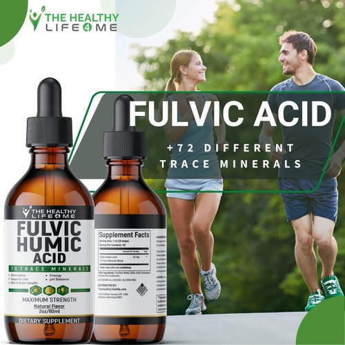 Liquid Fulvic Acid + Humic + Trace Minerals | Hydration | Keto Supplement | Energy | pH Balance | Hair | 2-Month Supply | Liquid Color - Brown