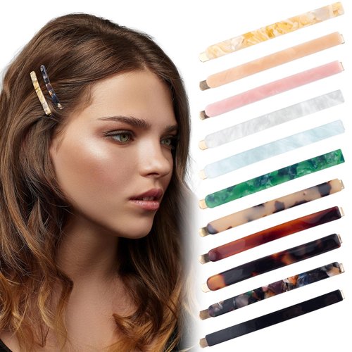 KIKOOD Bobby Hair Clips French long Barrettes Geometric Polished Tortoise Shell Hair Barrettes Clamps Hair Accessories for Women Girls Wedding Bridesmaid Valentines Day Party Birthday, 11pcs
