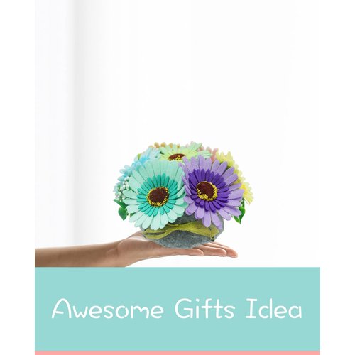 DIY Felt Flower Art Craft Kit, DIY Felt Colorful Sunflowers Bouquet Kit,Floral Gifts,Beginner Craft Kit,Arrange Pre-Cut Felt Flowers and Foliage