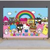 Kitty and Friends Background Birthday Decorations, Cinnamoroll Happy Birthday Banner Backdrop for My Melody Keroppi Birthday Party Supplies (5x3ft)