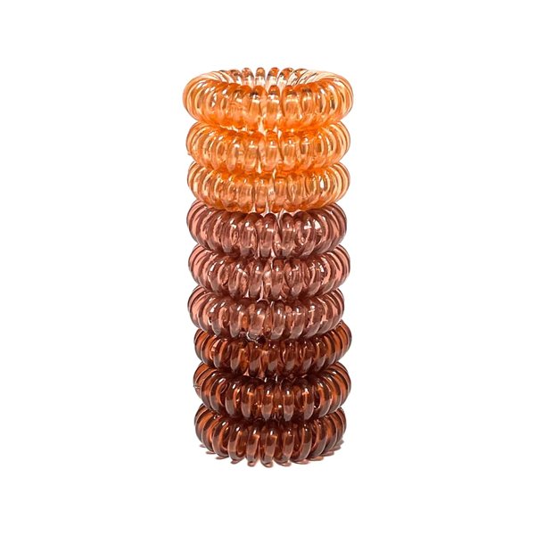 Spiral Hair Ties, Ponytail Coil Ties, No Crease, 9 pcs (Brunette)
