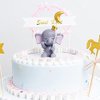 1 Pair Blue Elephant Cake Toppers, Elephant Figure Collection Playset Doll Toy Figurines For Baby Shower Kids Birthday Cake Decoration