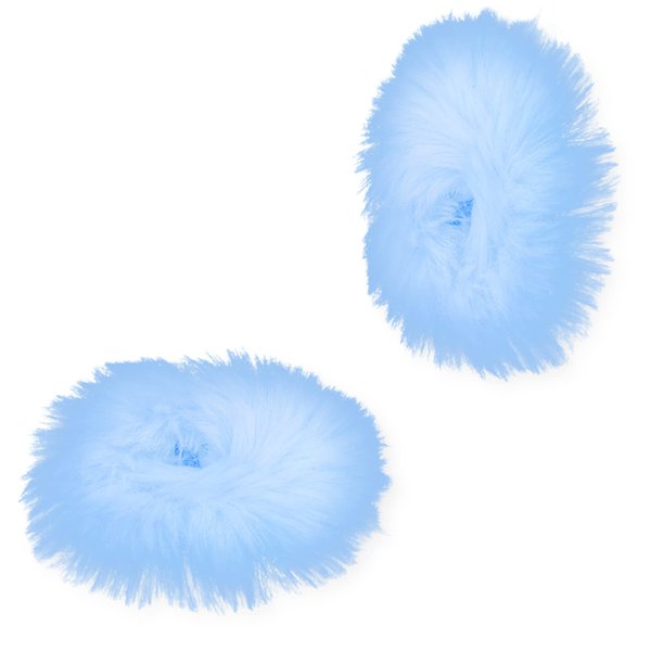 KINBOM 2Pcs Faux Fur Hair Scrunchies, Furry Hair Pom Poms Elastic Hair Ties for Girls (Blue)