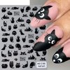 6 Sheets Cute Cartoon Nail Stickers Cat Dog Rabbit 3D Self-Adhesive Nail Decals Animal Design Nail Art Stickers Black White Kawaii Nail Art Supplies for Women Girls Kids DIY Nail Art Decoration