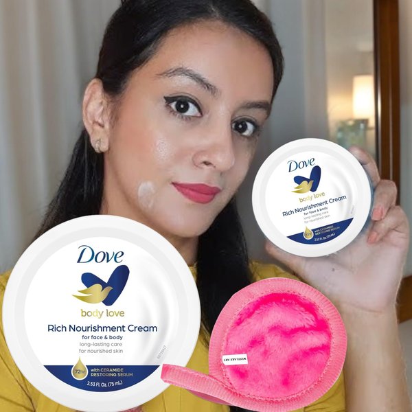 Dove Body Love Rich Nourishment Cream, Intensive Hydration For Extremely Dry Skin, 2.53 Oz Tube, Bundle With Makeup Cleansing Cloth, Body Moisturizers, Face & Body, Rich Body Lotion [Pack Of 2]