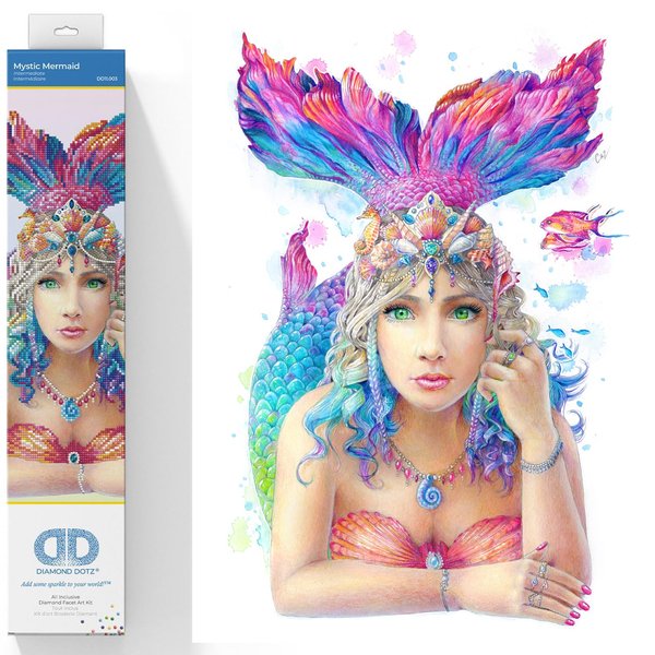 DIAMOND DOTZ ® - Mystic Mermaid, Partial Drill, Round Dotz, Diamond Painting Kits, Diamond Art Kits for Adults, Cool Diamond Art, Diamond Art, Kits, 16.1"x20.1"