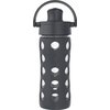 Lifefactory 12-Ounce Glass Water Bottle with Active Flip Cap and Protective Silicone Sleeve, Carbon