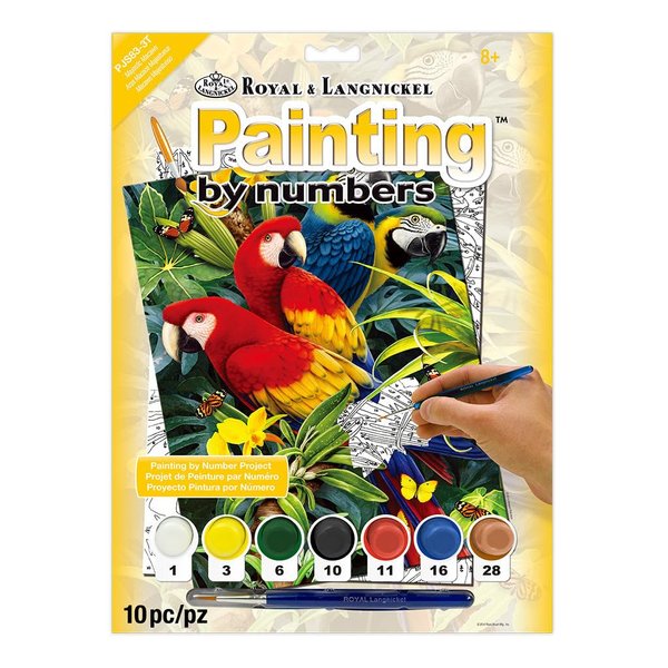 Royal Brush 174398 8.75 by 11.75-Inch Junior Paint by Number Kit, Small, Majestic Macaws