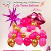 Hot Pink and gold Balloon garland arch kit 140Pcs Hot magenta pink with Chrome Gold Balloons & Lip Starburst Roller mylar balloons for girl’s Birthday party Mother's Day decorations