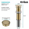 Kraus PU-L10BG Bathroom Pop-Up Drain Assembly for Vessel Sinks Without Overflow, with Extended Thread for Thicker Countertops, 10 3/4 Inch, Brushed Gold