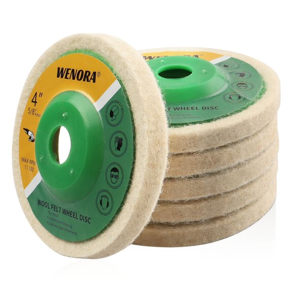 WENORA 6 Pack Wool Felt Polishing Wheel Disc, 4 inch Angle Grinder Polishing Wheel, Round Wool Polishing Wheel Disc Pad Buffing Polishing for 100 Angle Grinder