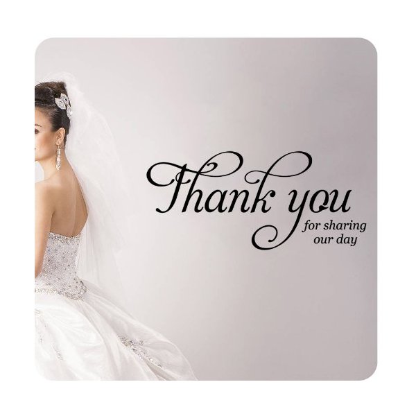 Thank You for Sharing Our Day Wall Decal Wedding Anniversary Celebration Party Gift Dance Floor Sticker Art Mural Nice Bride Groom Love Decoration Decor