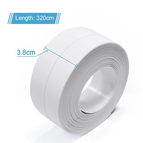 4 Rolls Bath Caulk Tape Waterproof Self Adhesive with Tool,Sealing Tape,Sealant Strips PVC for Kitchen Sinks,Bathroom Bathtub,Toilet (White)