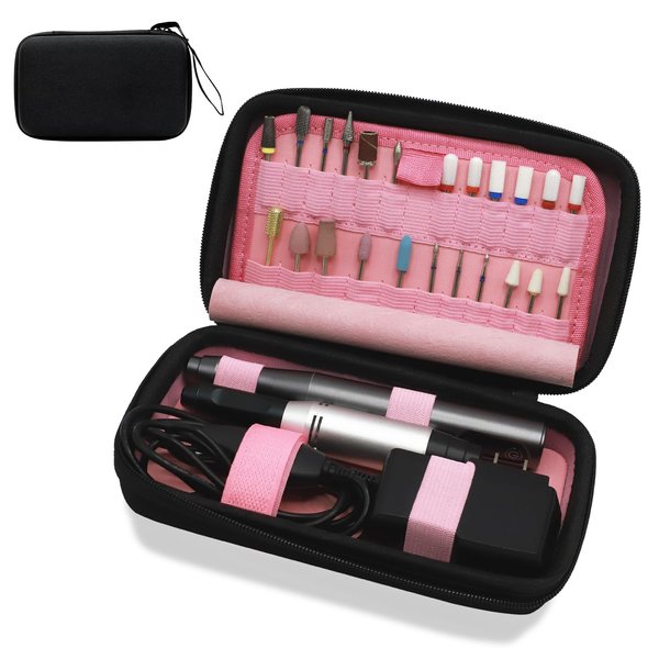 Nail Drill Bits Holder, (ONLY CASE) Nail Drill Kit Organizer Storage Case,Waterproof and Dustproof Portable Organizer Bag, Efile Nail Bits Displayer Organizer Container, for Manicure Tools