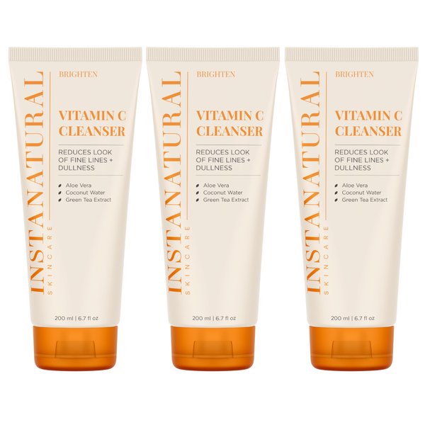 InstaNatural Vitamin C Cleanser Face Wash, Brightens and Reduces Signs of Aging, Fine Lines and Uneven Texture, with Coconut Water and Aloe Vera, 6.7 FL Oz - 3 Pack