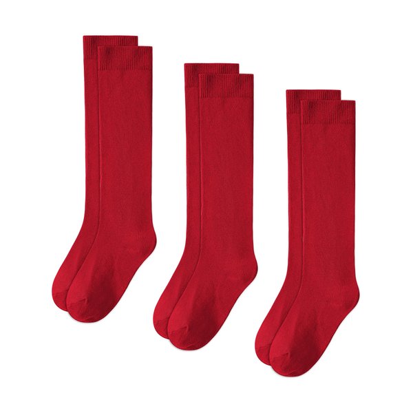 BOOPH Kids Knee High Socks Boys Girls School Uniform Socks 9-12 Years Red