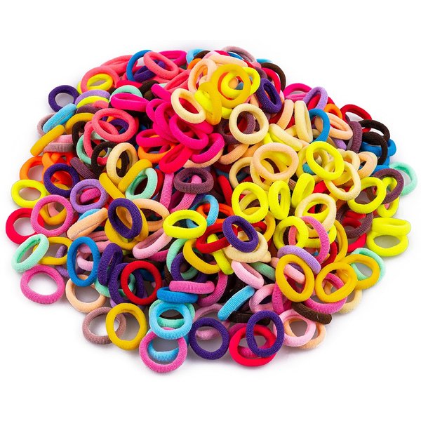 350 PCS Small Baby Hair Ties, Cotton Toddler No Crease Finger Hair Ties, Multicolor Small Hair Ties for Kids and Girls, Hair Elastics Ponytail Holders(20 Colors)
