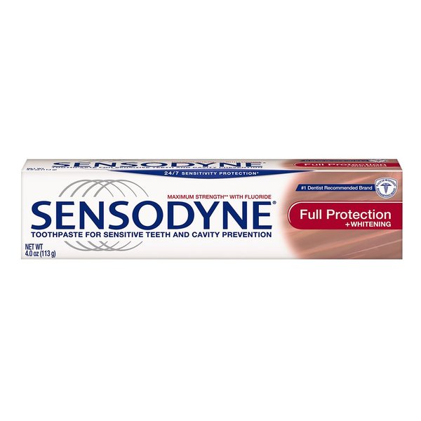 Sensodyne Full Protection Teeth Whitening Sensitive Toothpaste, Cavity Prevention and Sensitive Teeth Treatment - 4 Ounces