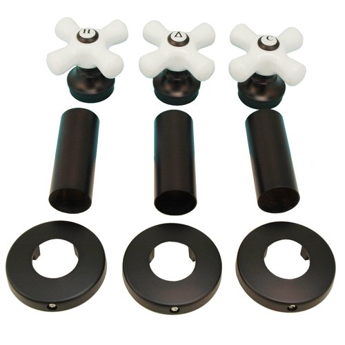 Shower Trim Kit Fits Price Pfister Crown Imperial Shower Faucet, with Porcelain Cross Handles, Oil Rubbed Bronze Finish -By Plumb USA