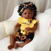 BABESIDE 3 Pcs Reborn Baby Doll Clothes Set for 17-22 Inch Dolls, Sunflowers Pattern Baby Doll Clothes Doll Accessories Set with Doll Headband for Realistic Baby Doll Girls, Yellow & Black