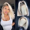 SXFYINONH Silver White Blonde Bob Lace Front Wigs Human Hair Straight 13X4 Human Hair Wigs HD Lace Front Breathable Hair Pre Plucked HD Transparent 180% Density (White Blonde, 10 Inch)